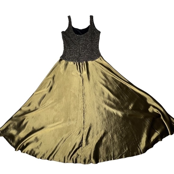 JS COLLECTIONS Metallic Gold Sleeveless Maxi Dress Evening Gown Size 12 - Picture 9 of 16